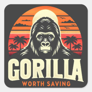 Gorillas Worth Saving Weltwildlifetag Vintage Quadratischer Aufkleber