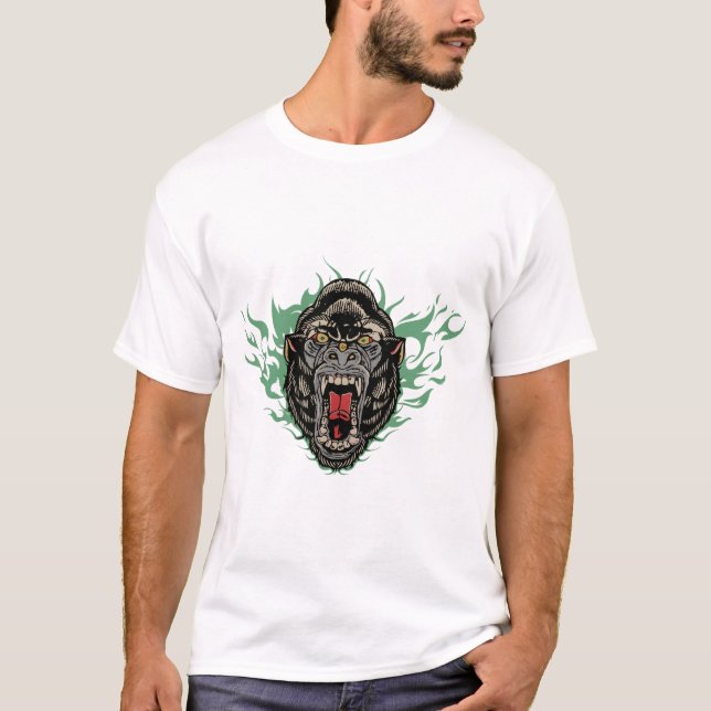 Gorille tattoo wild bold old school T-Shirt (Vorderseite)