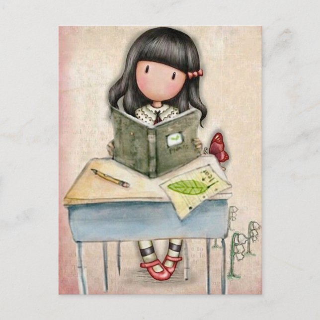 Gorjuss Girl Study Time Postcard Postkarte (Vorderseite)