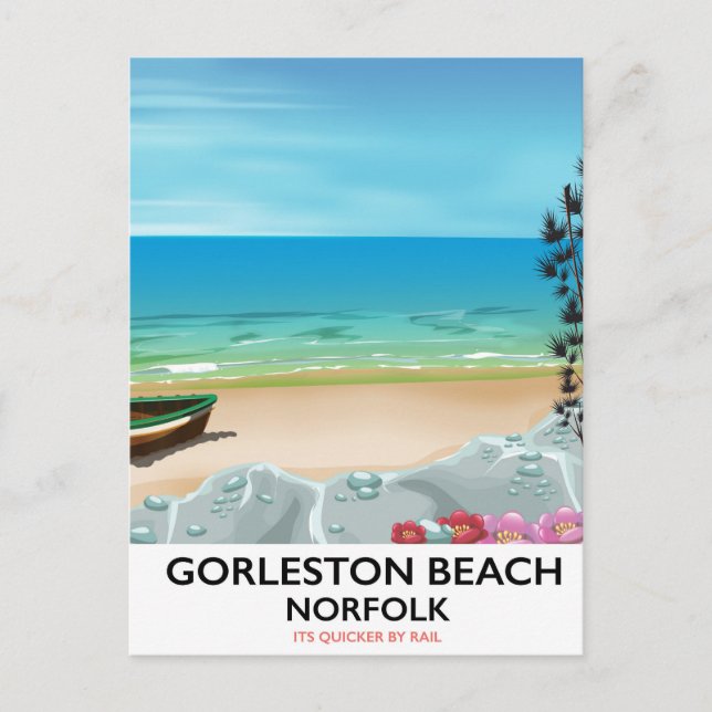 Gorleston Beach Norfolk Rail Poster. Postkarte (Vorderseite)
