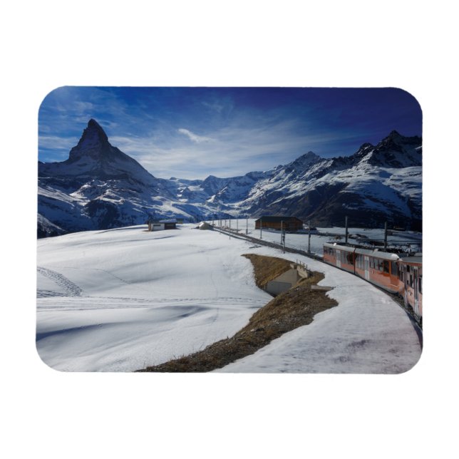 Gornergrat Eisenbahn und Matterhorn in Zermatt Magnet (Horizontal)