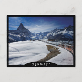 Gornergrat Eisenbahn und Matterhorn in Zermatt Postkarte