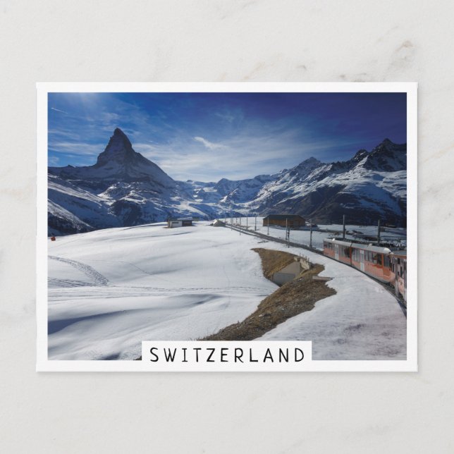 Gornergrat Eisenbahn und Matterhorn in Zermatt Postkarte (Vorderseite)