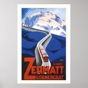 Gornergrat Zermatt Schweiz Vintage Reise Poster