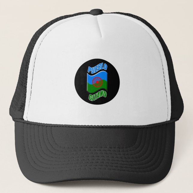Gorra béisbol con bandera gitana. truckerkappe (Vorderseite)