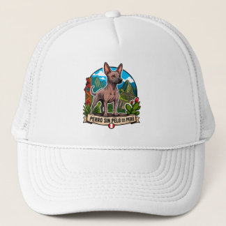 GORRA CON LA IMAGEN DEL PERRO SIN PELO DEL PERU TRUCKERKAPPE