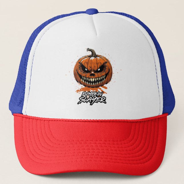 Gorra de Béisbol de Halloween Pumpkin Slayer Truckerkappe (Vorderseite)