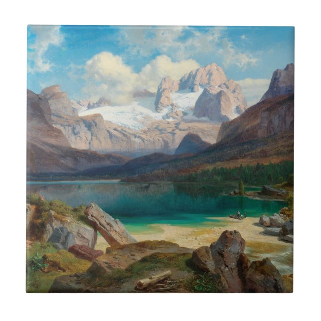 Gosauer See mit Blick auf das Dachsteinmassiv Fliese (Vorderseite)