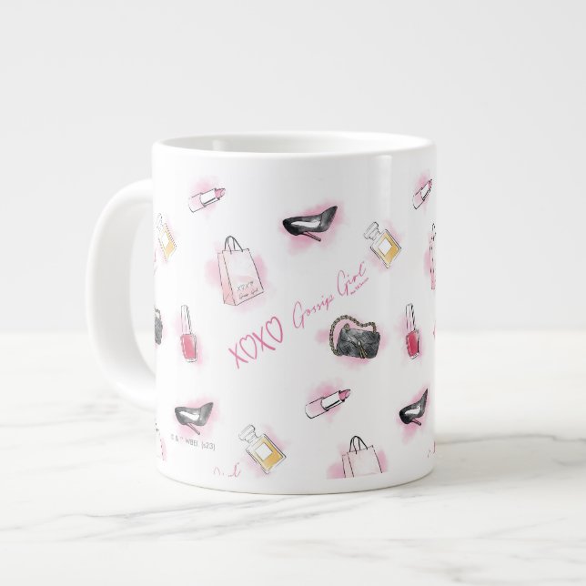Gossip Girl Makeup Muster Jumbo-Tasse (Vorderseite Links)