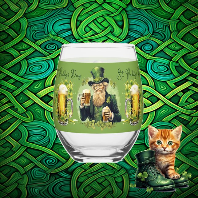 Gossip St. Paddy's Day Kleeblatts Irish Beer Lucky Weinglas Ohne Stiel (Gossip St. Paddy's Day Shamrocks Irish Beer Lucky Stemless Wine Glass)