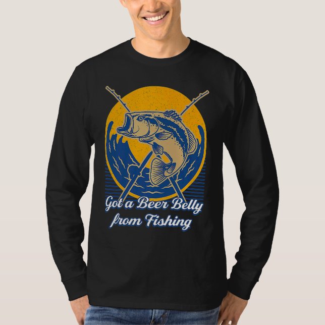Got a Beer Belly from Fishing  Beer  Humor Drinker T-Shirt (Vorderseite)
