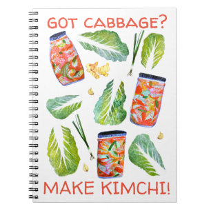 Got Cabbage? Kimchi Fun Gewürzige Wasserfarbe Notizblock