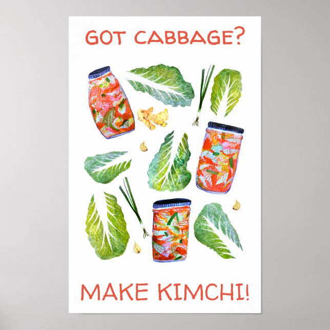 Got Cabbage? Machen Sie Kimchi Fun Spicy Watercolo Poster (Vorne)
