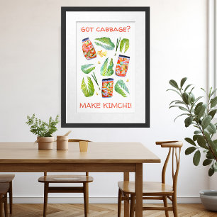 Got Cabbage? Machen Sie Kimchi Fun Spicy Watercolo Poster