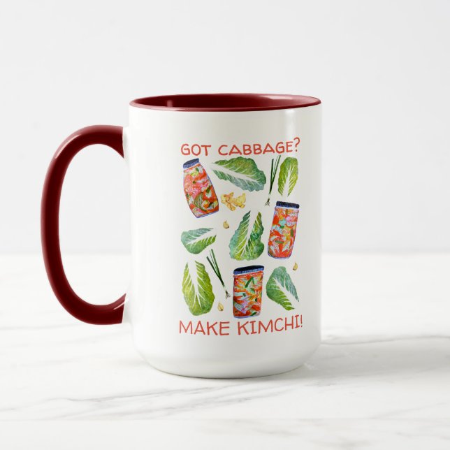 Got Cabbage? Machen Sie Kimchi Fun Spicy Watercolo Tasse (Links)