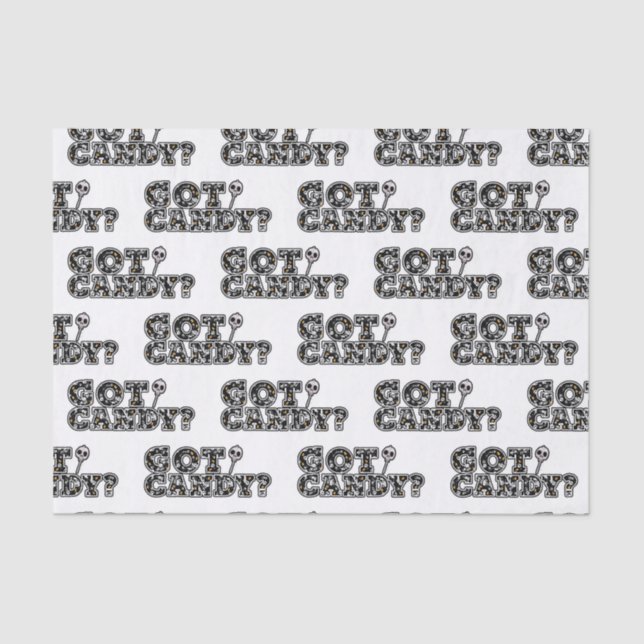 Got Candy? Schwarz-Weiß-Skulls Weicher Halloween Seidenpapier (Vorderseite)