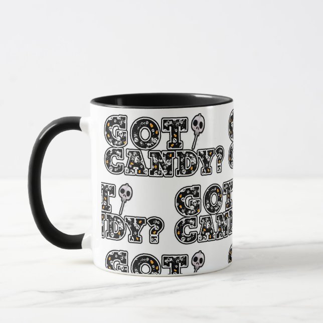 Got Candy? Schwarz-Weiß-Skulls Weicher Halloween Tasse (Links)