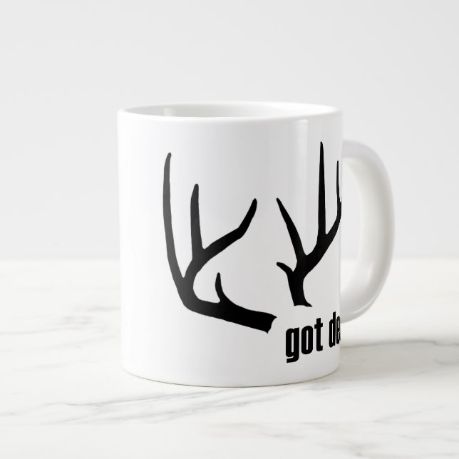 Got Deer Black Antlers Personalisiert Jumbo Tasse (Vorderseite Rechts)