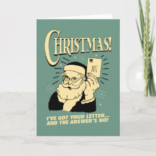 Got deinen Brief. Die Antwort lautet Nein Feiertagskarte