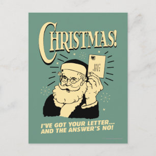 Got deinen Brief. Die Antwort lautet Nein Feiertagspostkarte