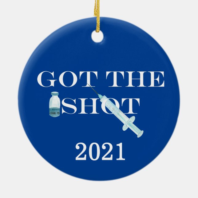Got des Impfstoffes 2021 Keramik Ornament (Hinten)