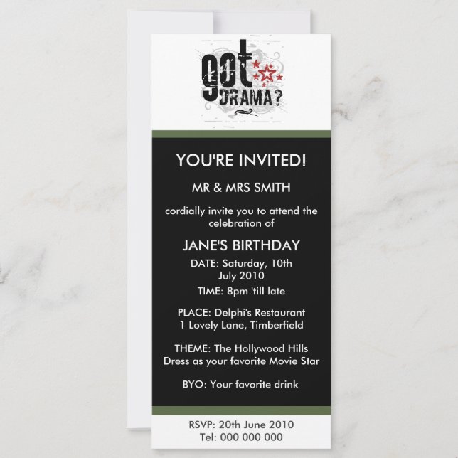 Got Drama? Einladung (Vorderseite)