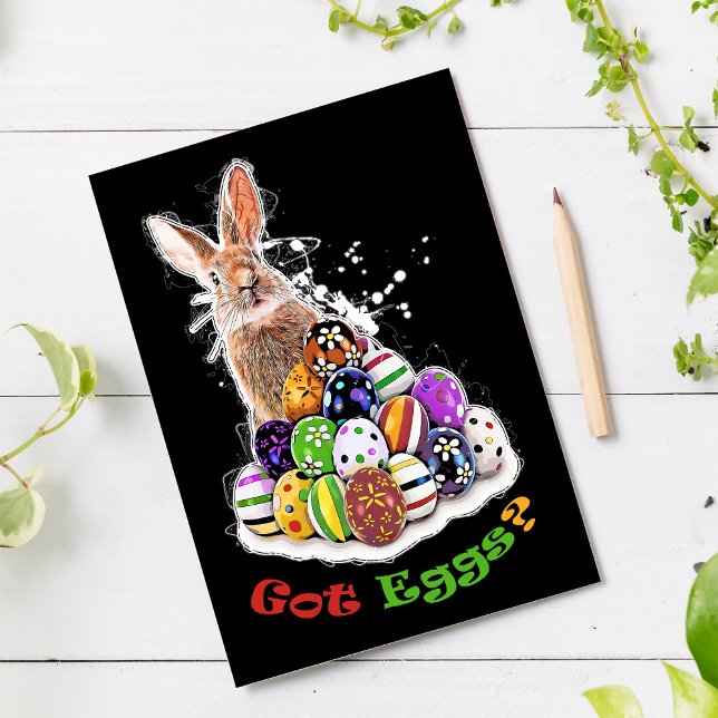 Got Eier? Funny Oaster Bunny Eggs Mitteilungskarte (Got Eggs? Funny Easter Bunny Eggs. Note Card)