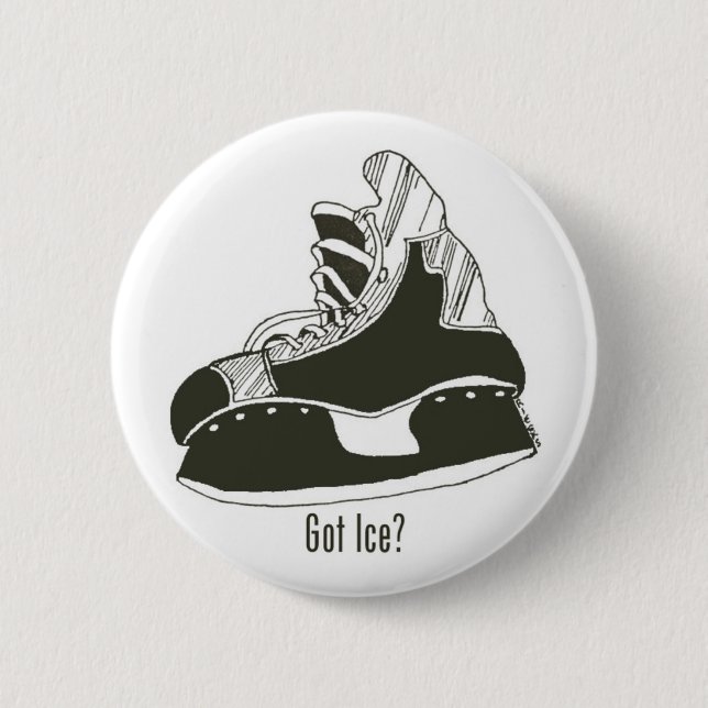 Got Eis? Hockey-Skate-Knopf Button (Vorderseite)