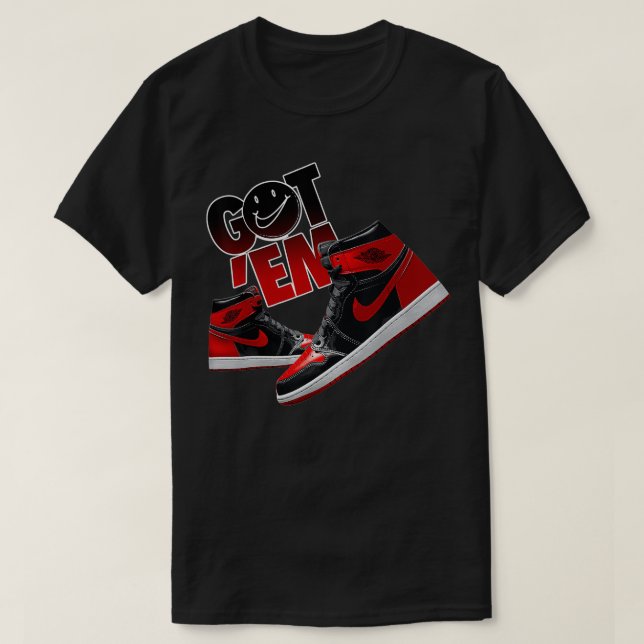 Got Em Sneaker Matching Tees 1 High OG Patent Bred (Design vorne)