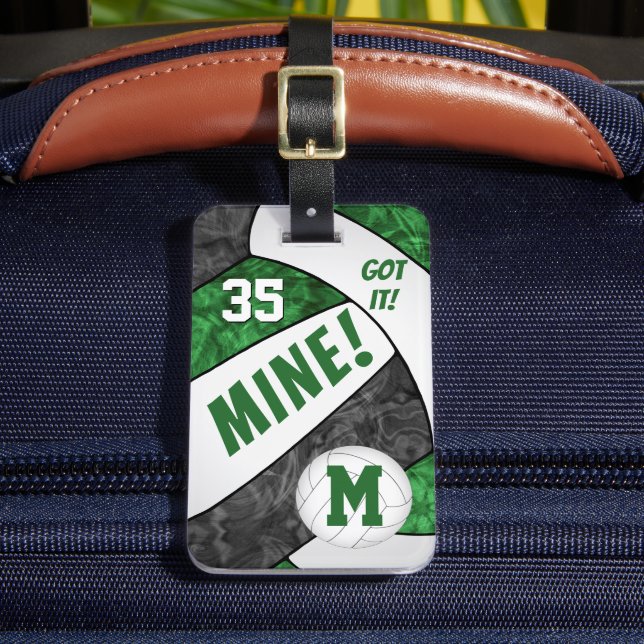 Got es! Das grüne schwarze Volleyballteam von Mädc Gepäckanhänger (Vorderseite Insitu 2)