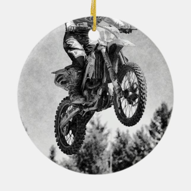 Got etwas Luft! - Motocross Racer Keramik Ornament (Hinten)