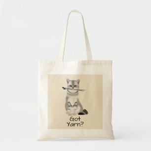 "Got Garn-" Katze mit Typografie der strickenden Tragetasche