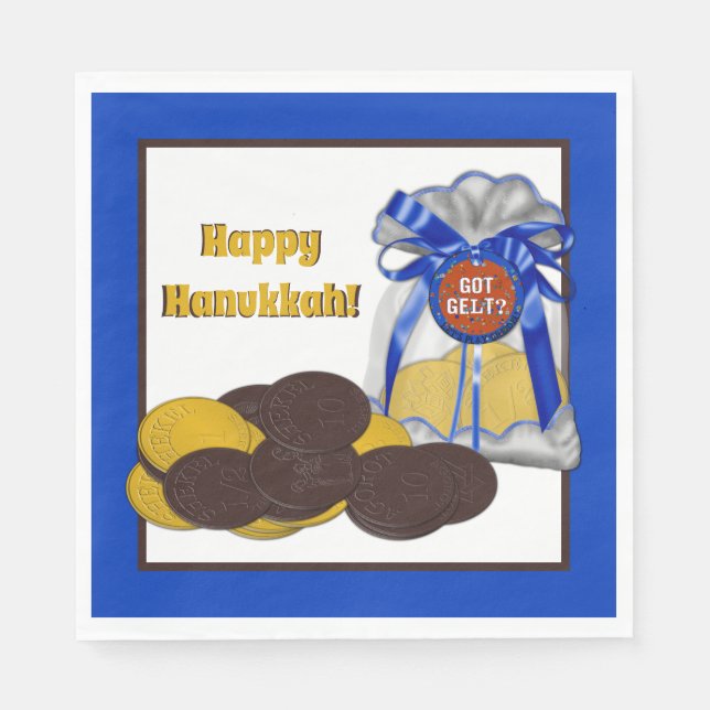 Got-Gelt-Schokolade-Coin-Grouping-Blau- Serviette (Vorderseite)