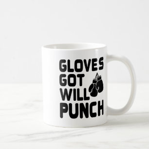 Got Handschuhe bringen Boxer-Sport-Kraftspiel auf Kaffeetasse