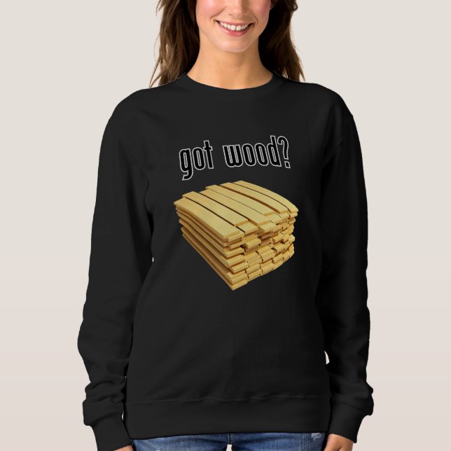 got Holz mit gestapelten Holzplanken Sweatshirt (Vorderseite)