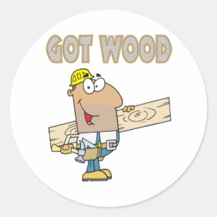 got Holzschmuck Spaß lustiges Design Runder Aufkleber