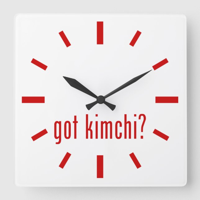got Kimchi? Quadratische Wanduhr (Vorderseite)