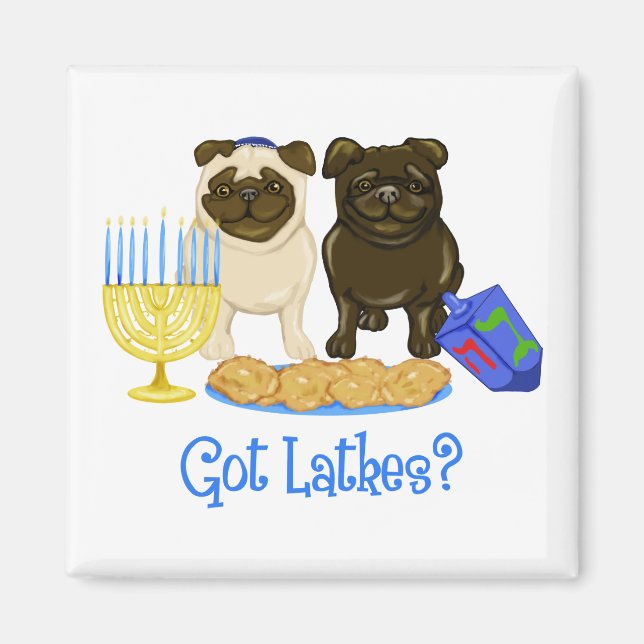 Got Latkes? Hanukkah Mops Magnete (Vorne)