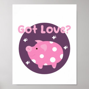 Got Liebe Kawaii niedliches rosa Schwein Poster