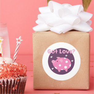 Got Liebe Kawaii niedliches rosa Schwein Runder Aufkleber