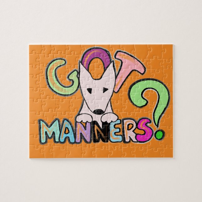GOT MANNERS? English Bull Terrier pet art Puzzle (Horizontal)