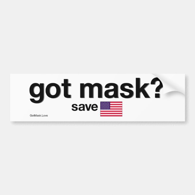 Got Mask? Rett Amerika. Autoaufkleber (Vorne)
