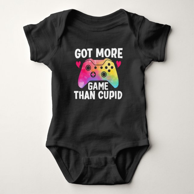 Got mehr Spiel als Cupid Valentine Video Game Baby Strampler (Vorderseite)