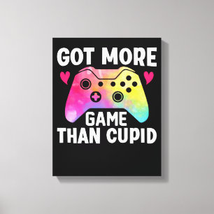 Got mehr Spiel als Cupid Valentine Video Game Leinwanddruck