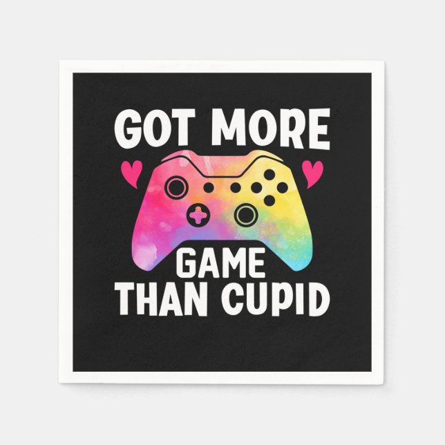 Got mehr Spiel als Cupid Valentine Video Game Serviette (Vorderseite)