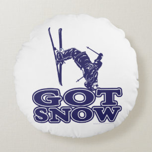 Got Snow Snow Skier Rundes Kissen
