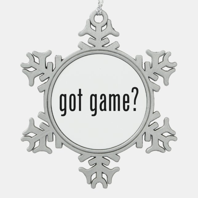 got Spiel? Schneeflocken Zinn-Ornament (Vorderseite)
