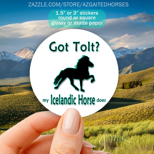 Got Tolt? Isländische Pferdezucht Runder Aufkleber (Sticker with silhouette of an Icelandic Horse in motion, text “Got Tolt? My Icelandic Horse does.")