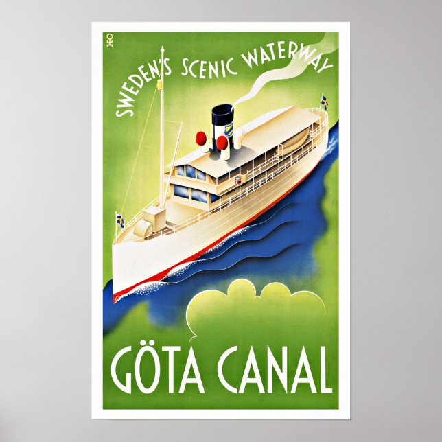 Gota Canal Sweden Ship Vintage Travel Poster (Vorne)