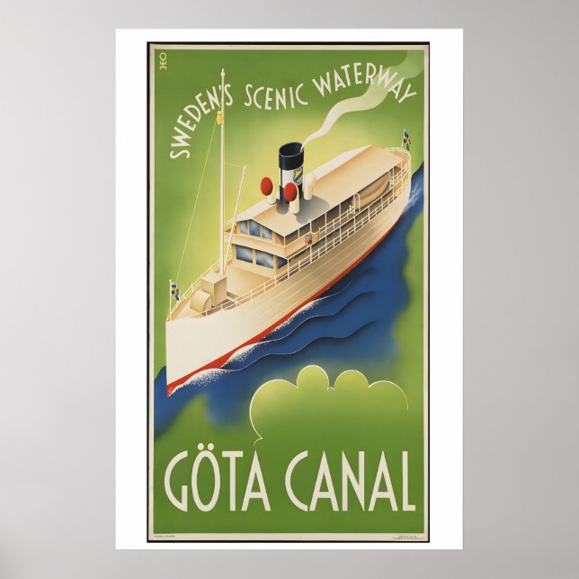 Göta Canal Sweden's Scenic Waterway Vintage Travel Poster (Vorne)